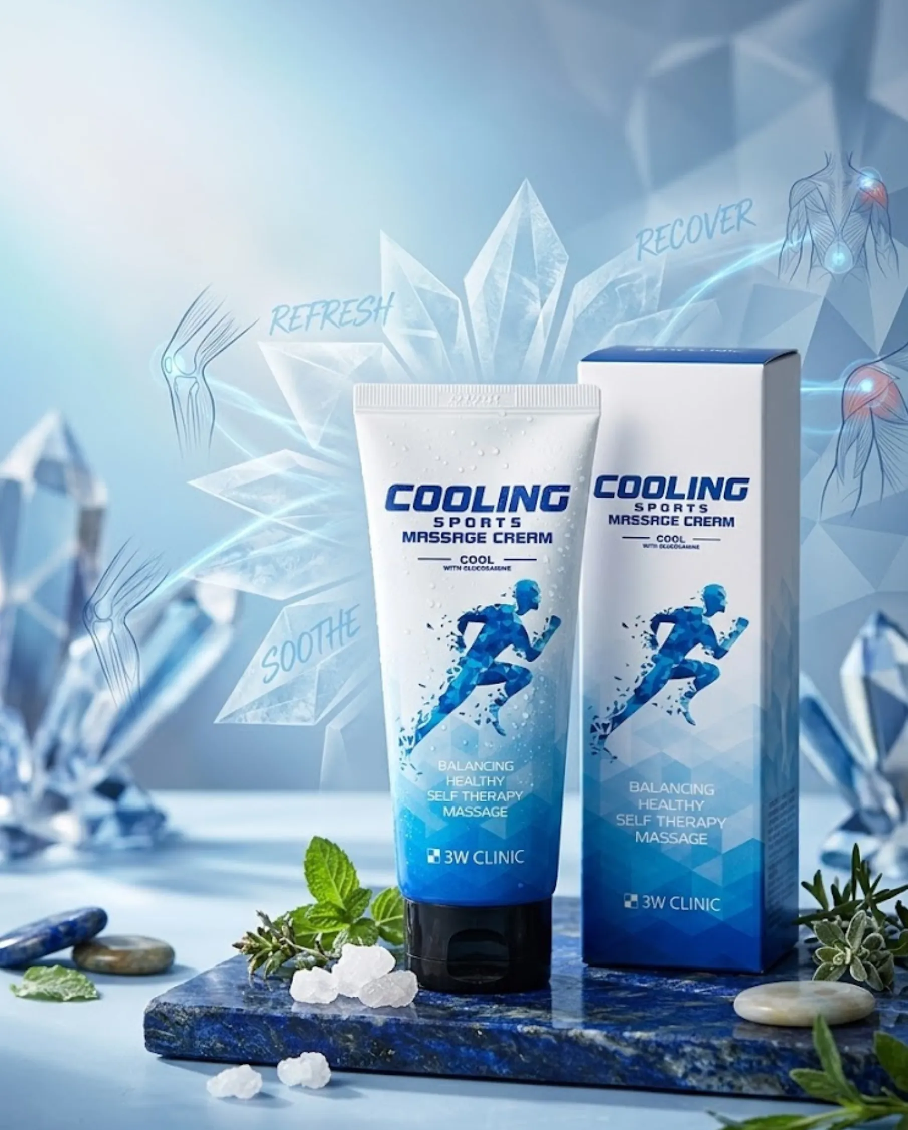3W Clinic Cooling Sports Massage Cream,120ml/Cпорт массажны тос/DO - 1